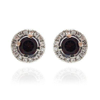 Pendientes en plata con Topacio color mora