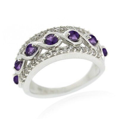 Anillo en plata con Amatista de Zambia