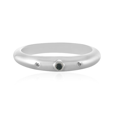 Anillo en plata con Diamante azul I2