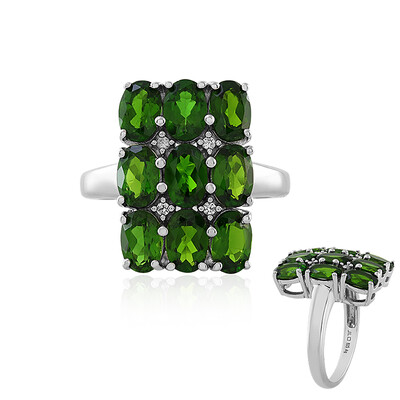 Anillo en plata con Diópsido de Rusia