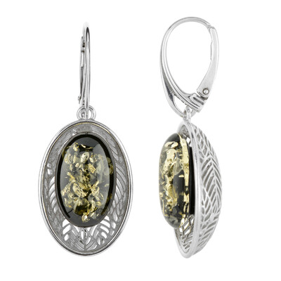 Pendientes en plata con Ámbar báltico verde (dagen)