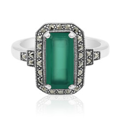 Anillo en plata con Calcedonia verde