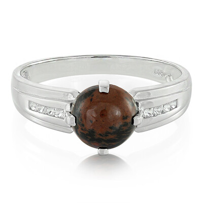 Anillo de hombre en plata con Obsidiana caoba