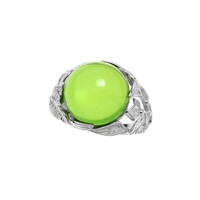 Anillo en plata con Ámbar colombiano verde