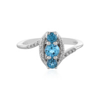 Anillo en plata con Topacio azul suizo