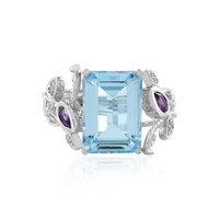 Anillo en plata con Topacio azul cielo