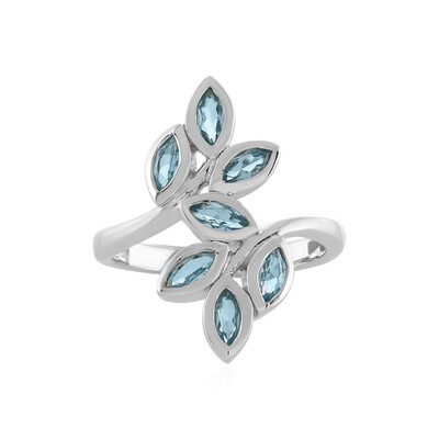 Anillo en plata con Topacio azul suizo