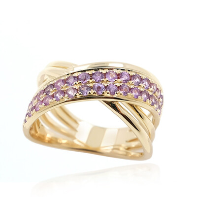 Anillo en oro con Zafiro de Ceilán púrpura no calentado