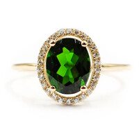 Anillo en oro con Diópsido de Rusia