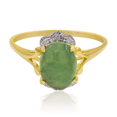 Anillo en oro con Jadeita verde noble