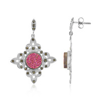 Pendientes en plata con Ágata pink brillante