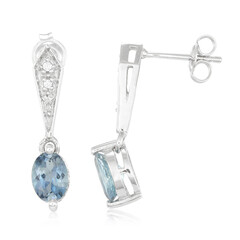 Pendientes en plata con Aguamarina Santa María