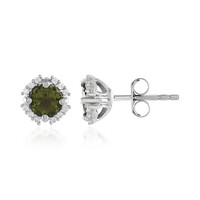 Pendientes en plata con Moldavita