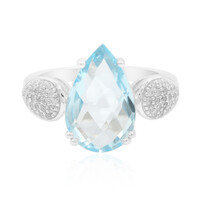 Anillo en plata con Topacio azul cielo