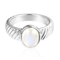 Anillo en plata con Piedra de luna arco iris de Tanzania