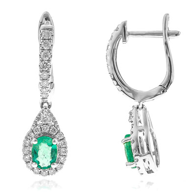 Pendientes en oro con Esmeralda de Zambia AAA (CIRARI)