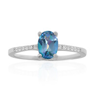 Anillo en plata con Topacio mísitico azul paloma