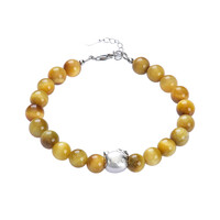 Brazalete en plata con Ojo de tigre dorado