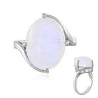 Anillo en plata con Piedra de Luna arcoíris