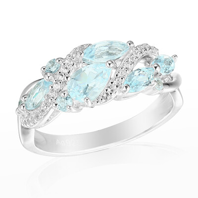 Anillo en plata con Topacio azul cielo