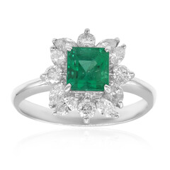 Anillo en platino con Esmeralda de Zambia AAA (CIRARI)