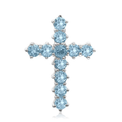 Colgante en plata con Topacio azul suizo
