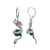 Pendientes en plata con Ágata verde