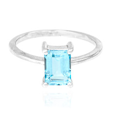 Anillo en plata con Topacio azul cielo