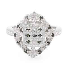 Anillo en plata con Diamante verde esmeralda