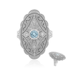 Anillo en plata con Topacio azul cielo