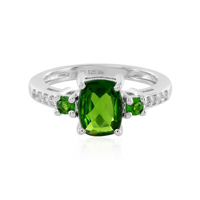 Anillo en plata con Diópsido de Rusia
