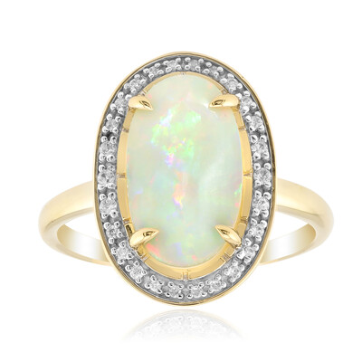 Anillo en oro con Ópalo blanco de Brasil
