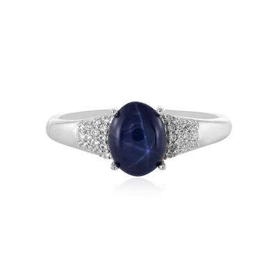 Anillo en plata con Zafiro estrella azul