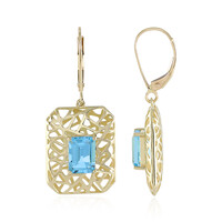 Pendientes en oro con Topacio azul suizo (Ornaments by de Melo)