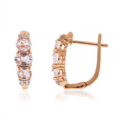 Pendientes en oro con Berilo rosa no calentado
