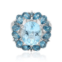 Anillo en plata con Topacio azul cielo