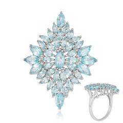 Anillo en plata con Apatita azul