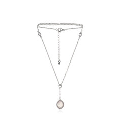Collar en plata con Cuarzo rosa