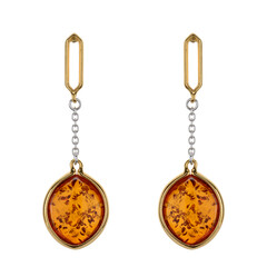 Pendientes en plata con Ámbar báltico cognac