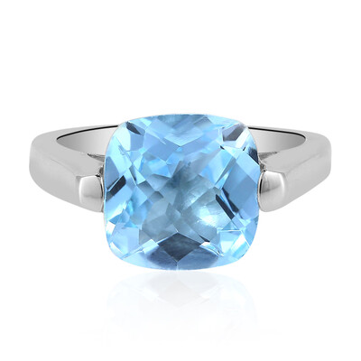 Anillo en plata con Topacio azul cielo