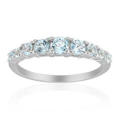 Anillo en plata con Topacio azul cielo