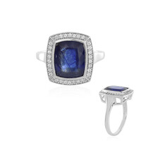 Anillo en plata con Zafiro azul de Madagascar