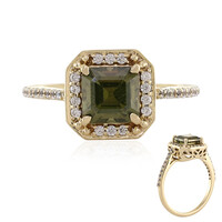 Anillo en oro con Zircón verde Ceylon
