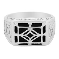 Anillo de hombre en plata con Ágata negro