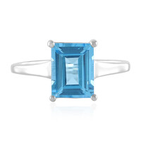 Anillo en plata con Topacio azul suizo