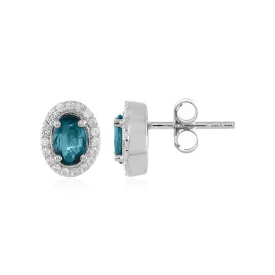 Pendientes en plata con Cianita petróleo