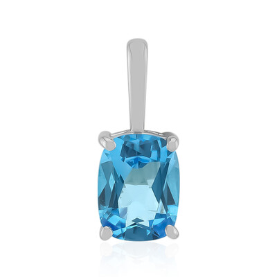 Colgante en plata con Topacio azul suizo