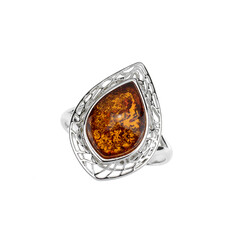 Anillo en plata con Ámbar báltico
