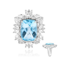 Anillo en plata con Topacio azul cielo