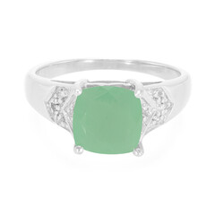 Anillo en plata con Calcedonia verde